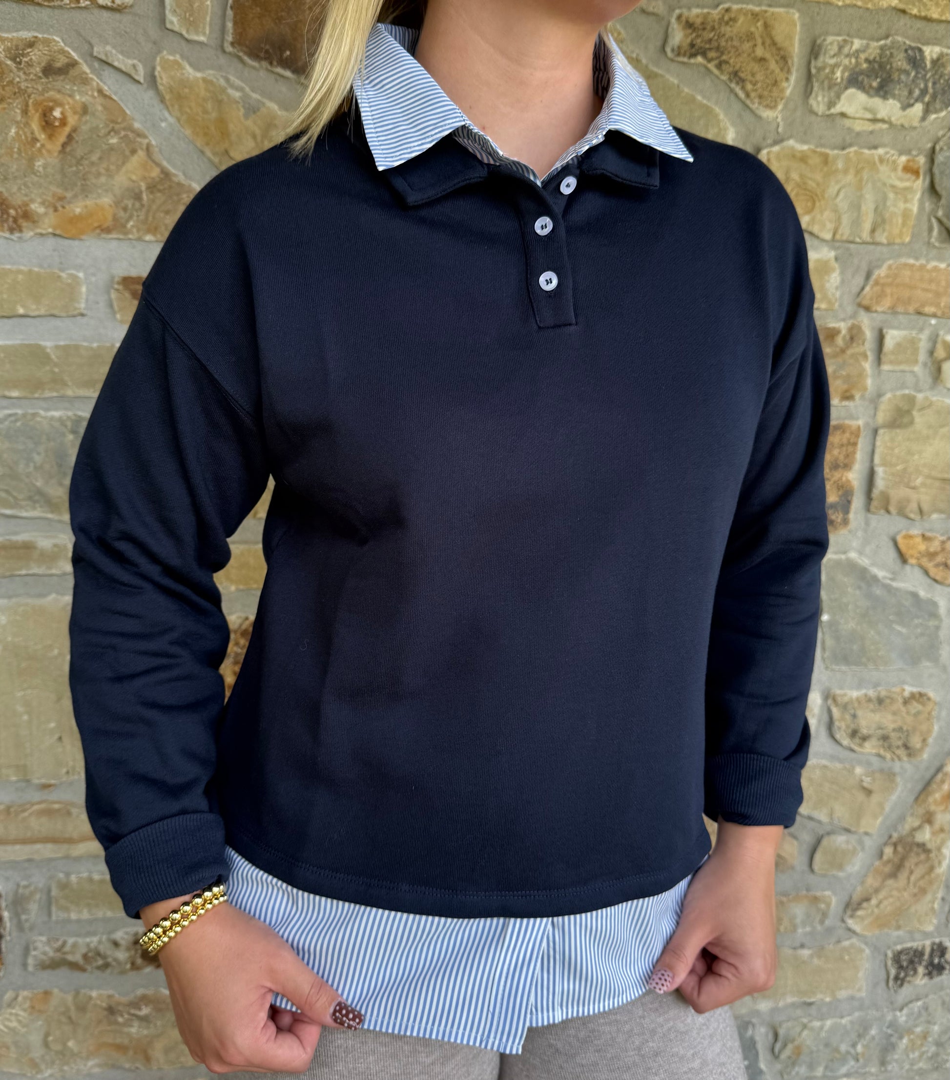 Button up allusion sweater