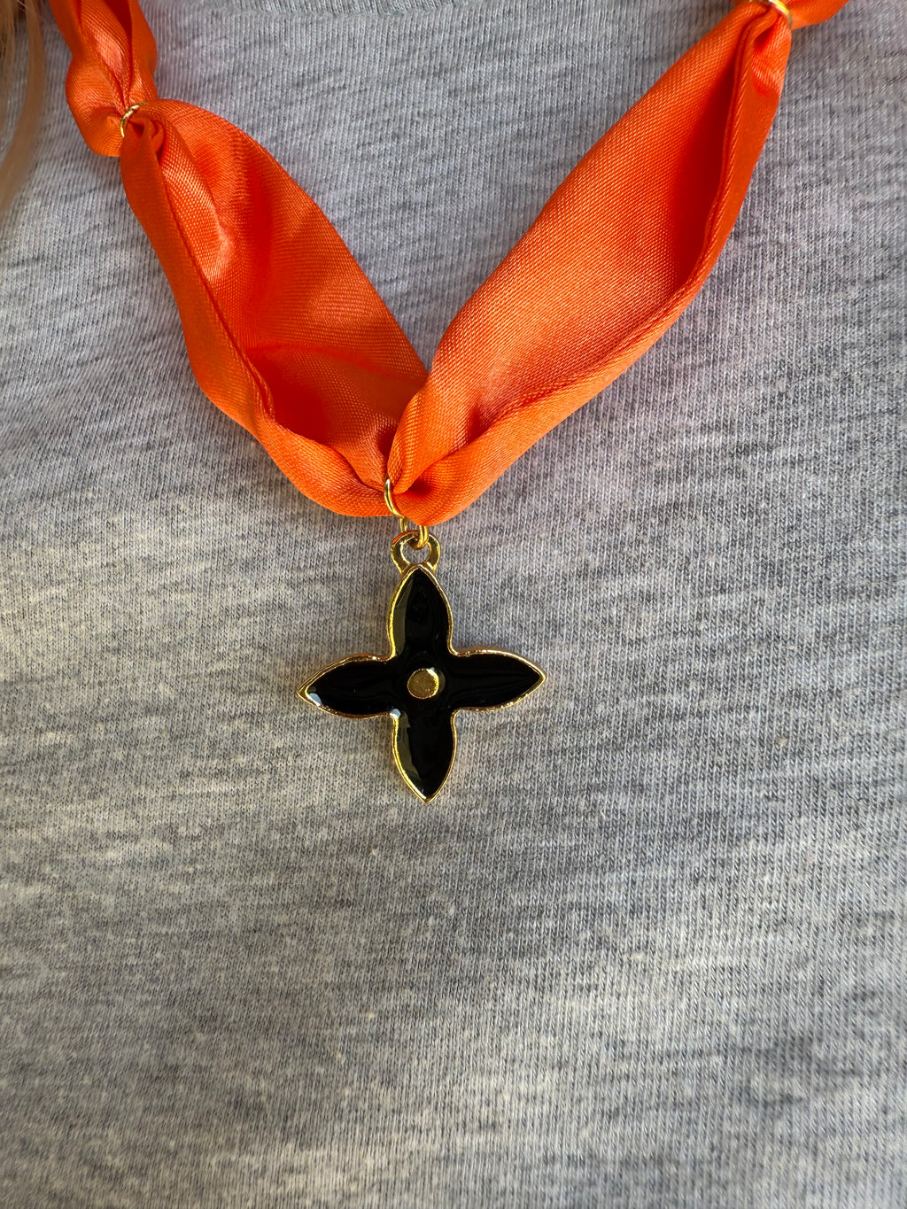 Orange and black scarf tie