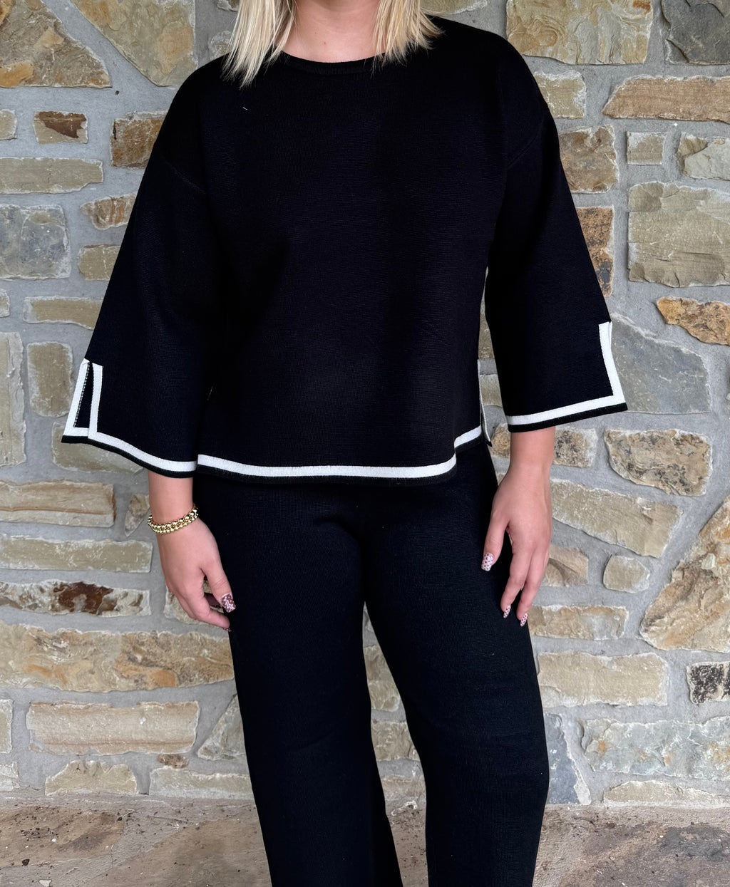 Black & White Stripe Set Top