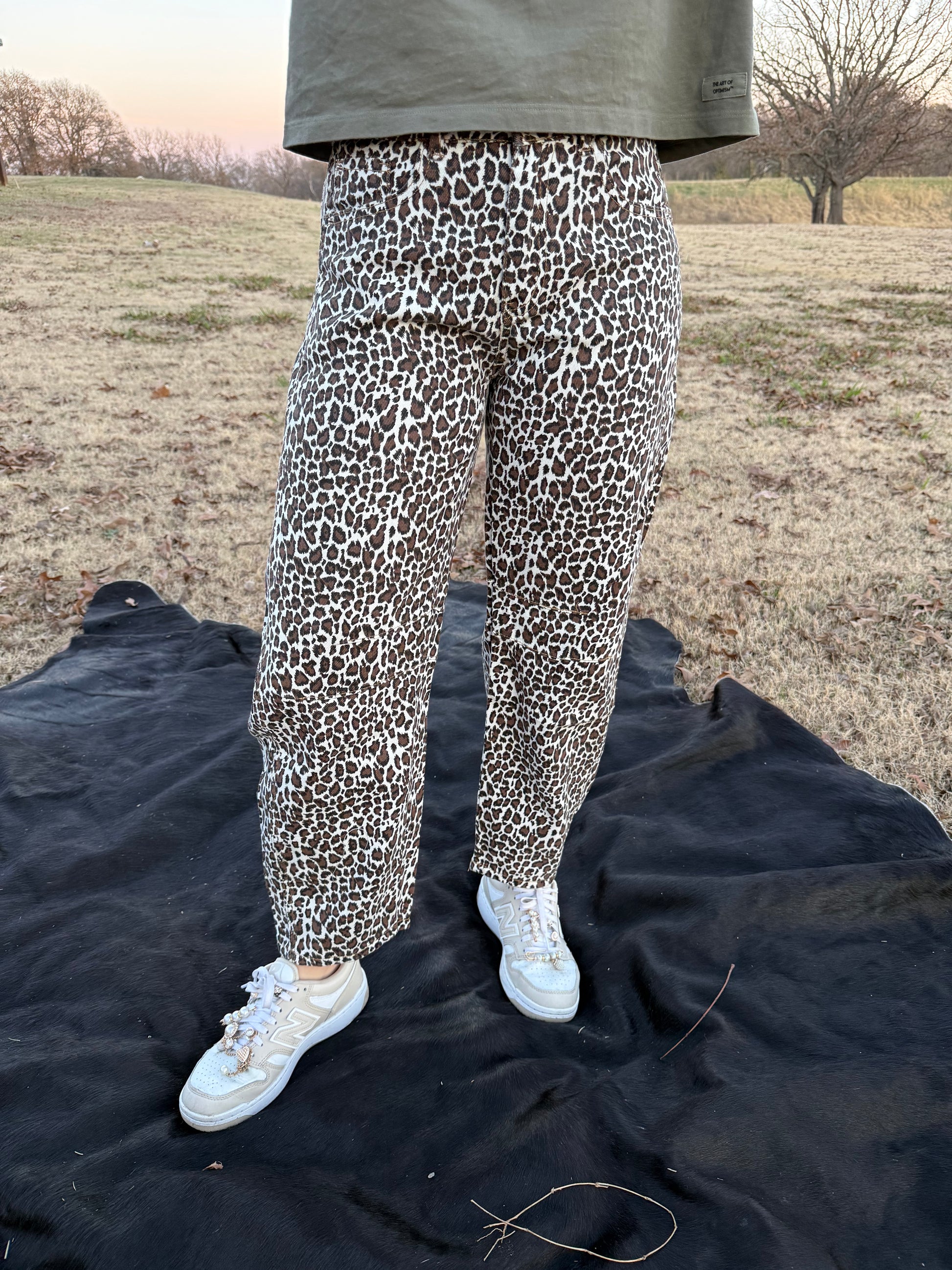 barrel leopard print jeans