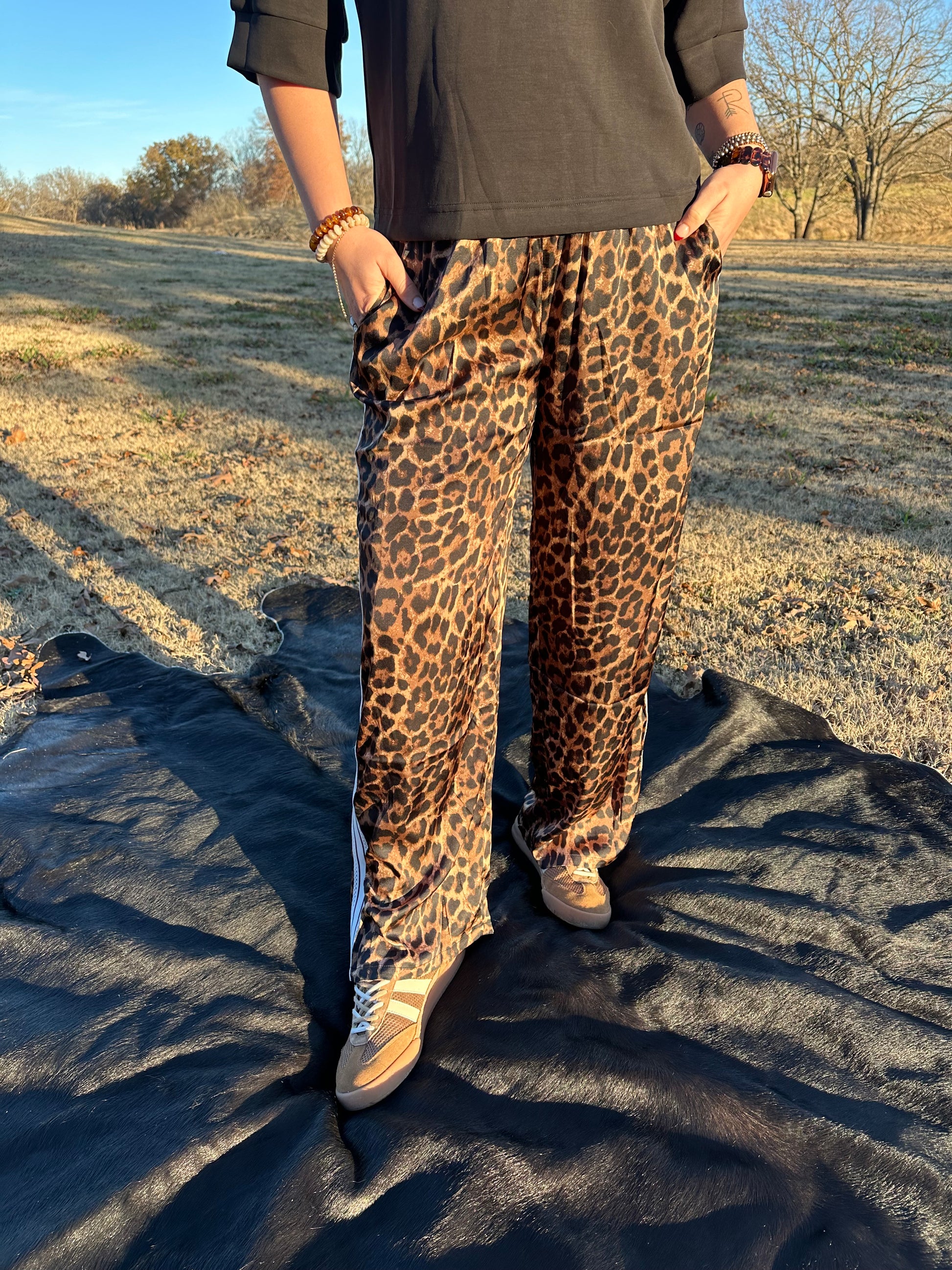 silk cheetah pant