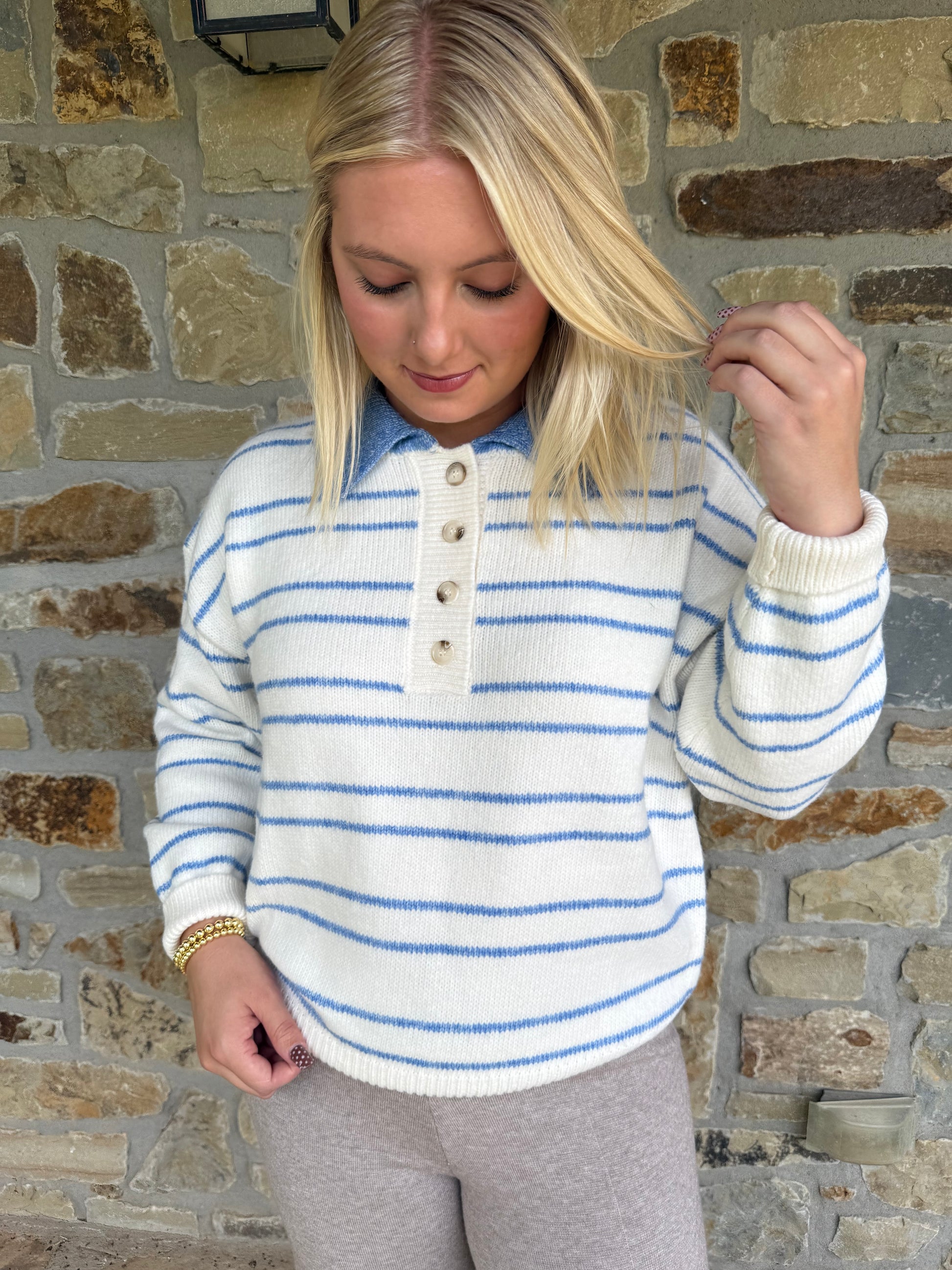 Blue & White Stripe Sweater