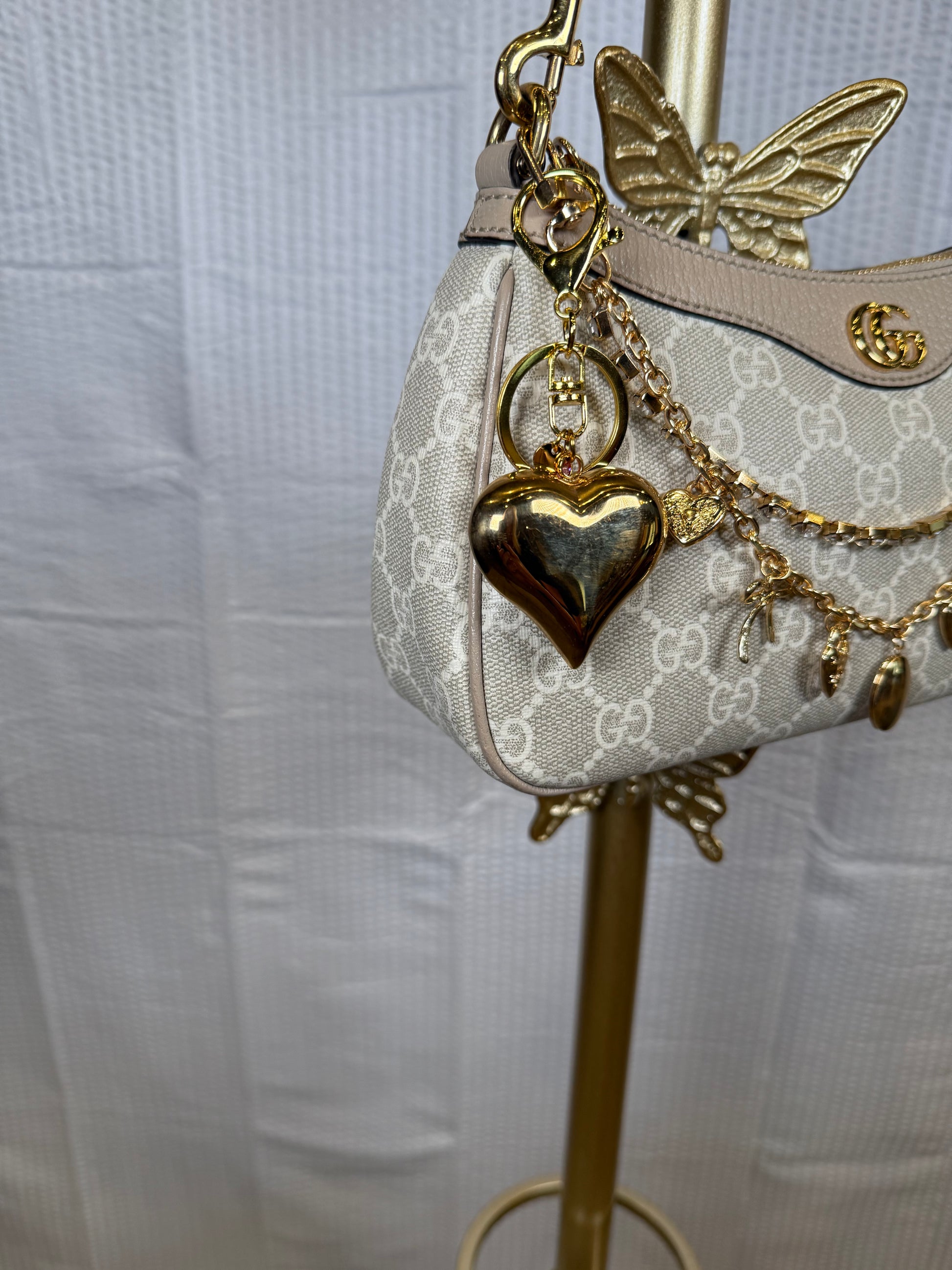 Gold Heart Purse Charm