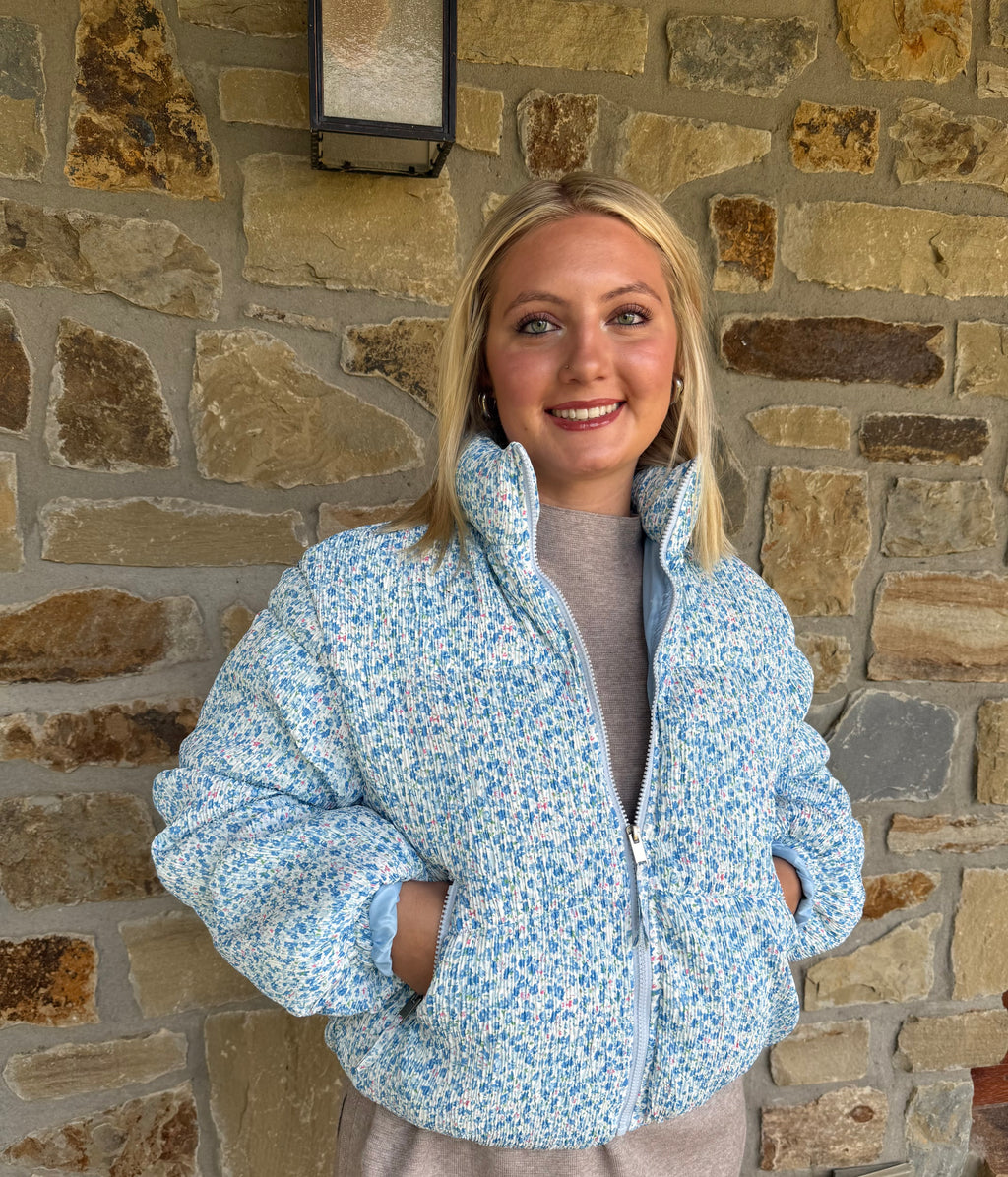 Blue Floral Puffer