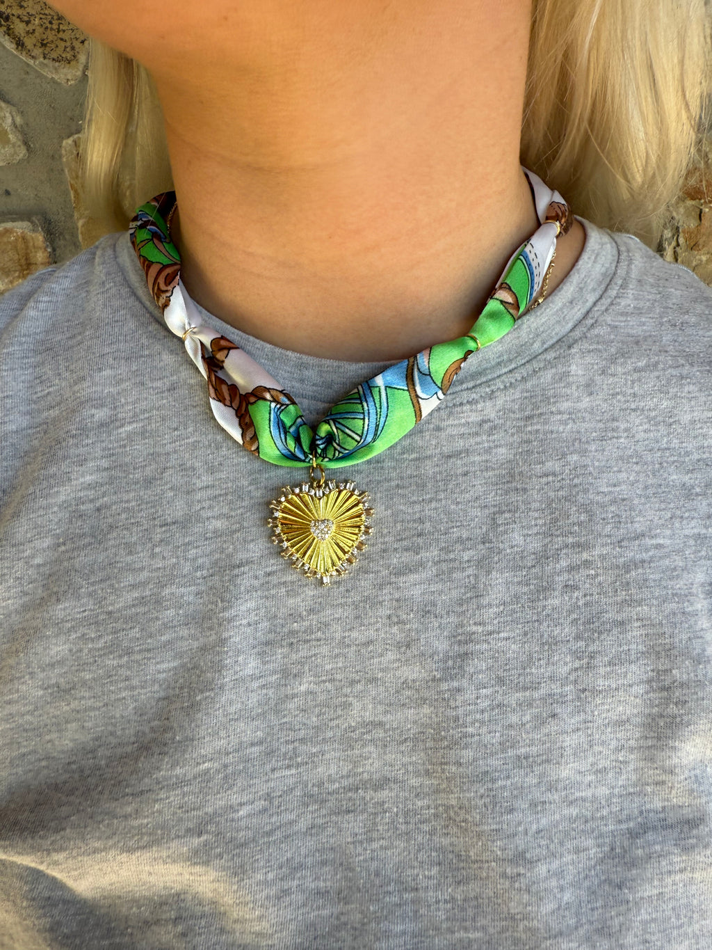 Green heart scarf tie