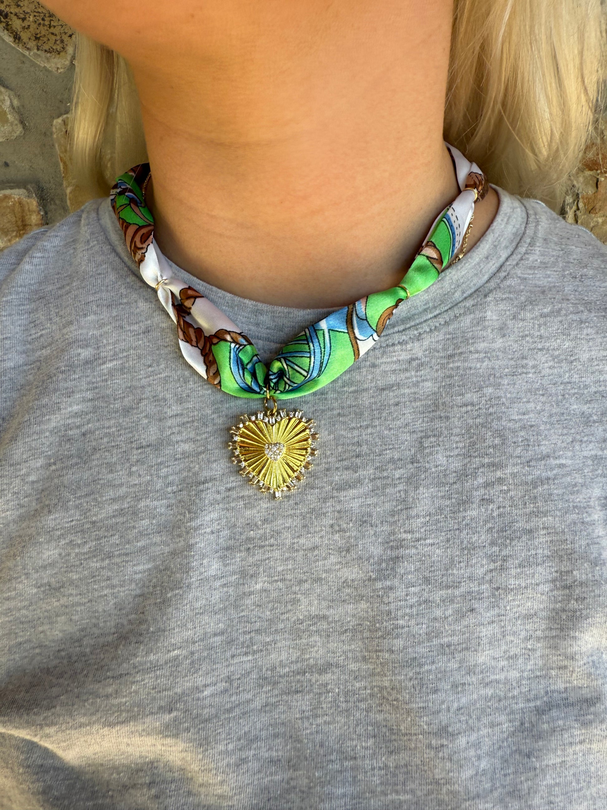 Green heart scarf tie