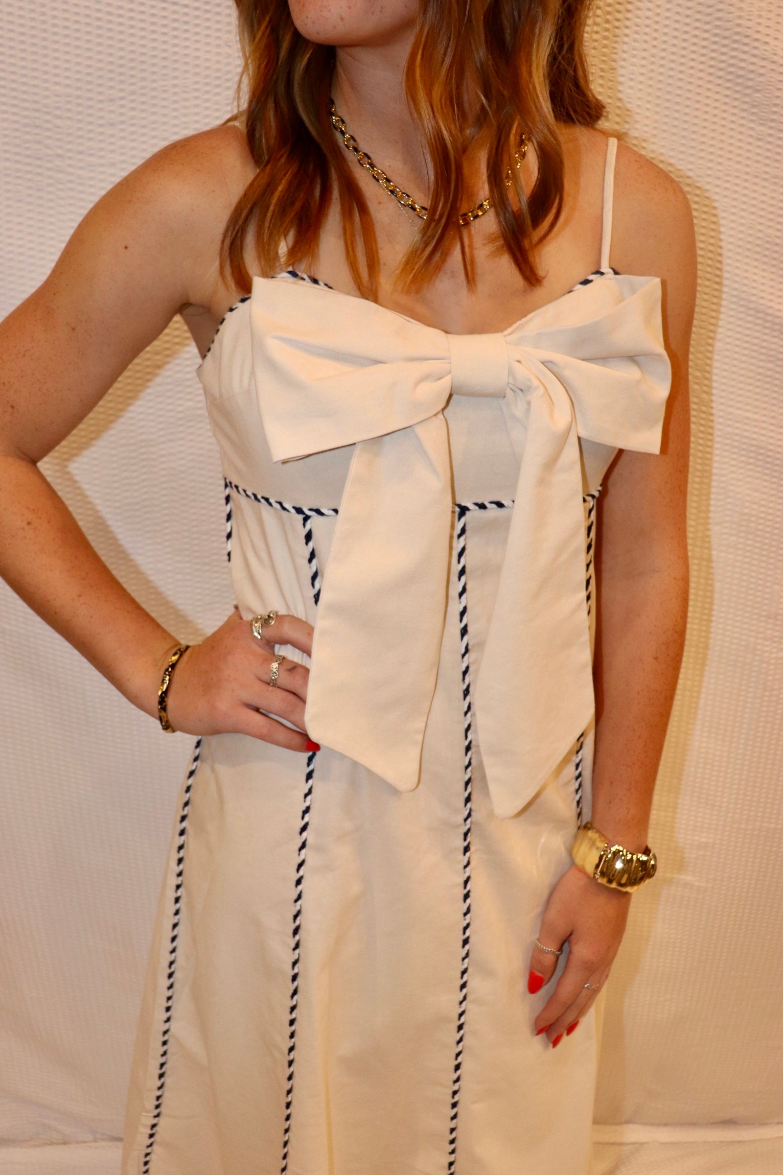 Cream Bow Front Dress