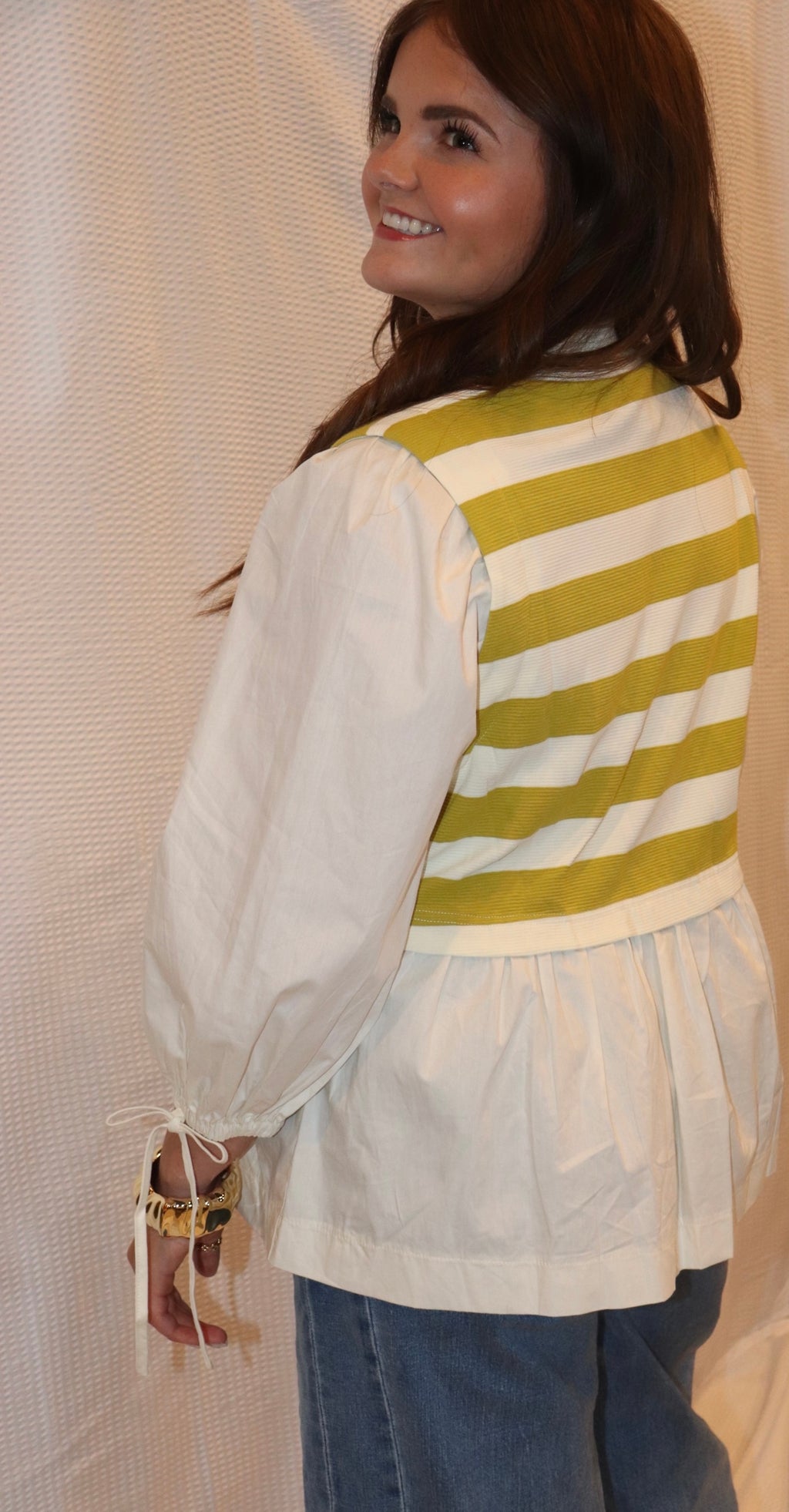 Olive Green Striped Sweater
